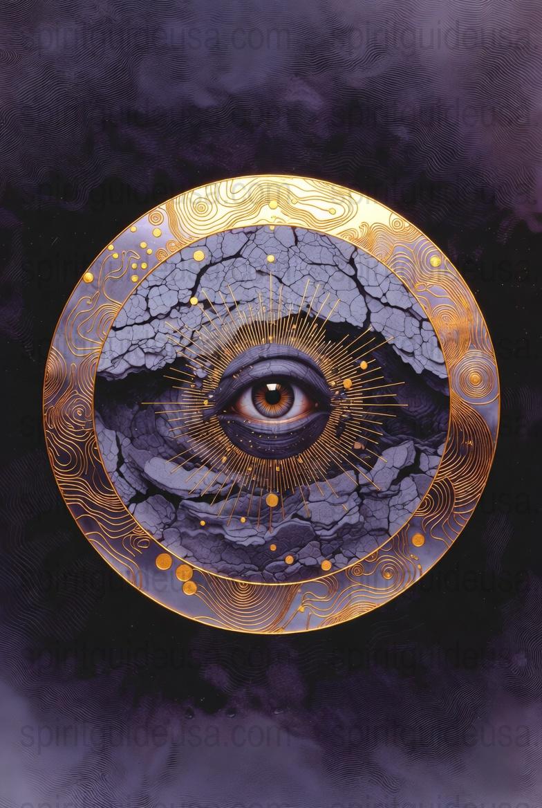 Mystic Eye Art Print, Celestial Wall Decor, Gold and Purple Spiritual Poster, Visionary Eye Artwork, Sacred Geometry, Unique Gift Idea