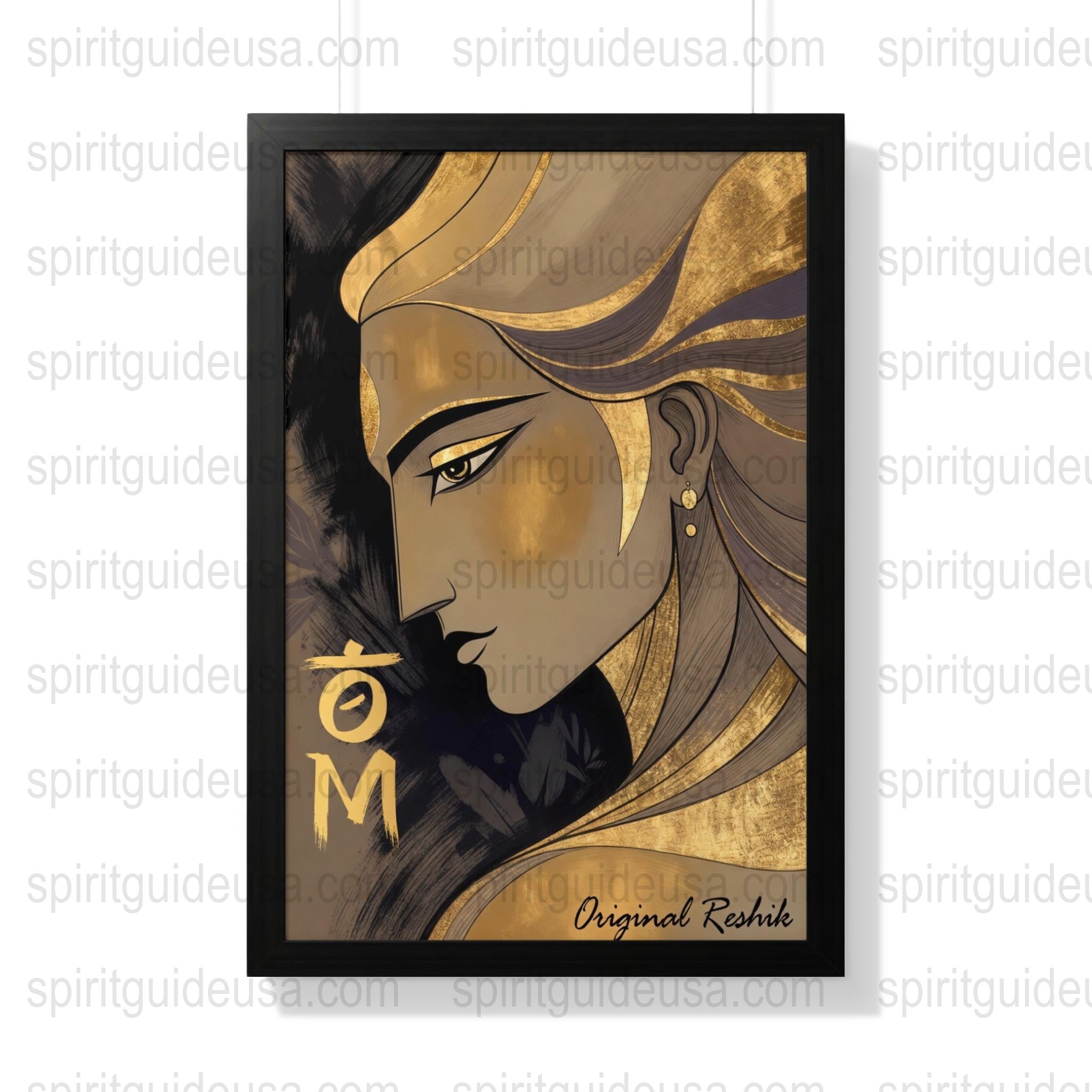 Spiritual Art Print, Golden Om Symbol, Yoga Meditation Wall Decor, Elegant Zen Poster, Home Office Enlightenment Artwork, Unique Gift