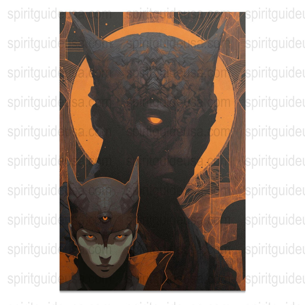 Gothic Cat Art Print, Mystical Orange and Black Wall Decor, Magical Feline Poster, Unique Home Decoration, Fantasy Animal Artwork