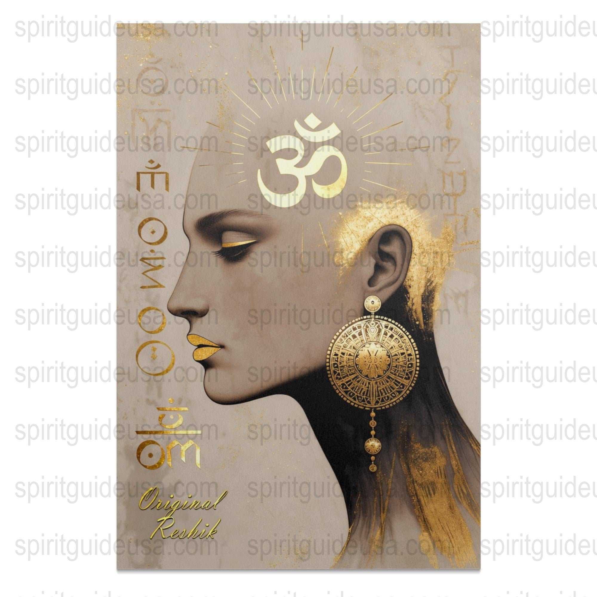 Spiritual Art Print, Om Symbol, Golden Mandala, Hindu Iconography, Zen Decor, Meditation Wall Art, Yoga Studio Decoration, Modern Mystic