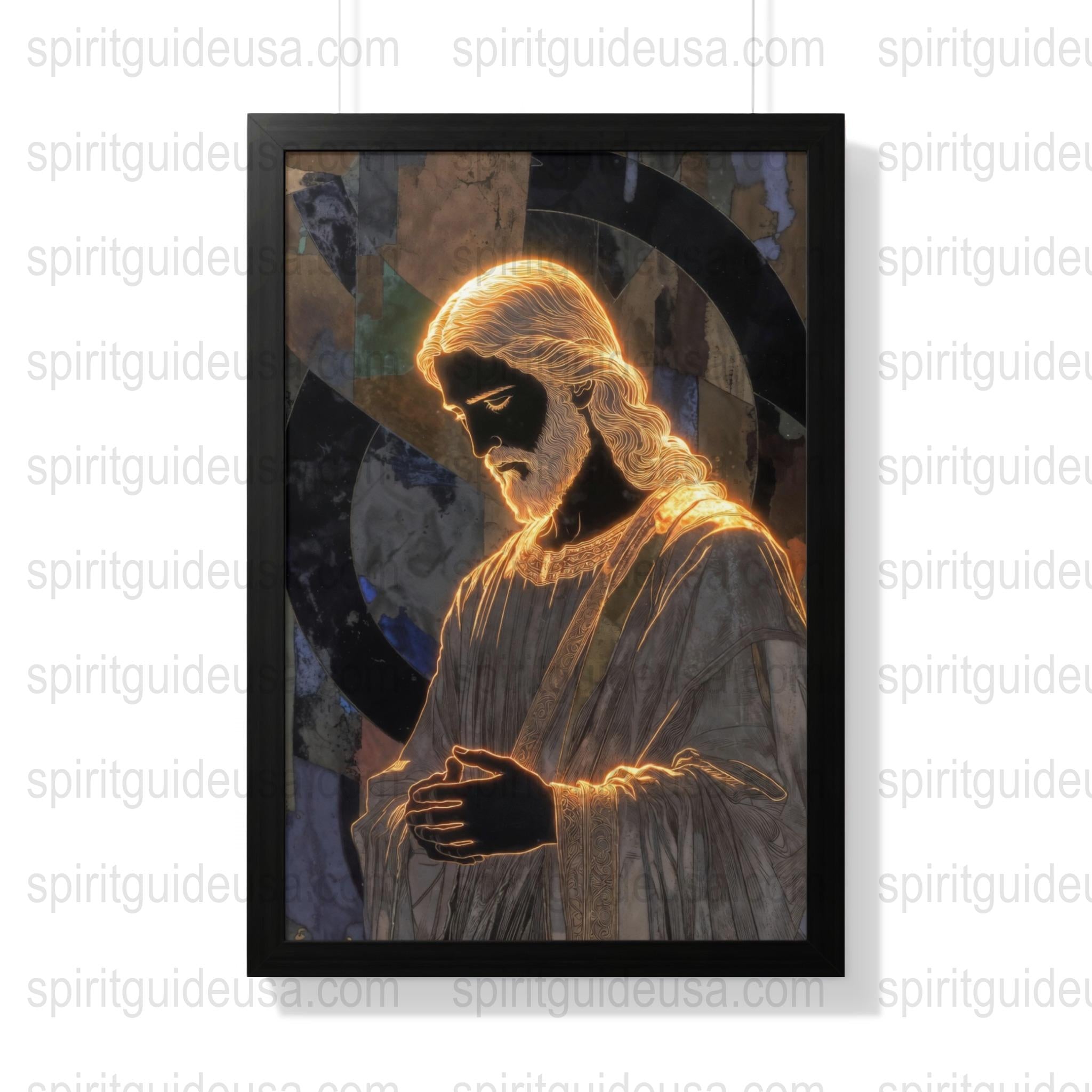 Jesus Christ Christian Wall Art, Religious Home Decor, Spiritual Illuminated Canvas Print, Inspirational Artwork for Living Room