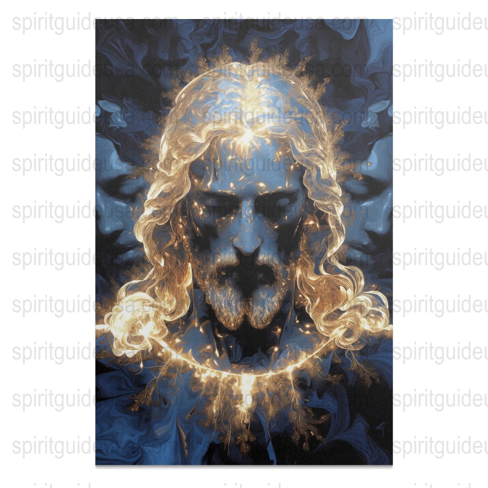 Spiritual Jesus Christ Portrait, Celestial Divine Light Art Print, Religious Wall Decor, Christian Inspirational Home Decoration
