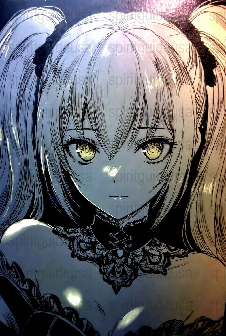 Gothic Anime Girl Art Print, Monochrome Manga Style Wall Decor, Unique Illustration