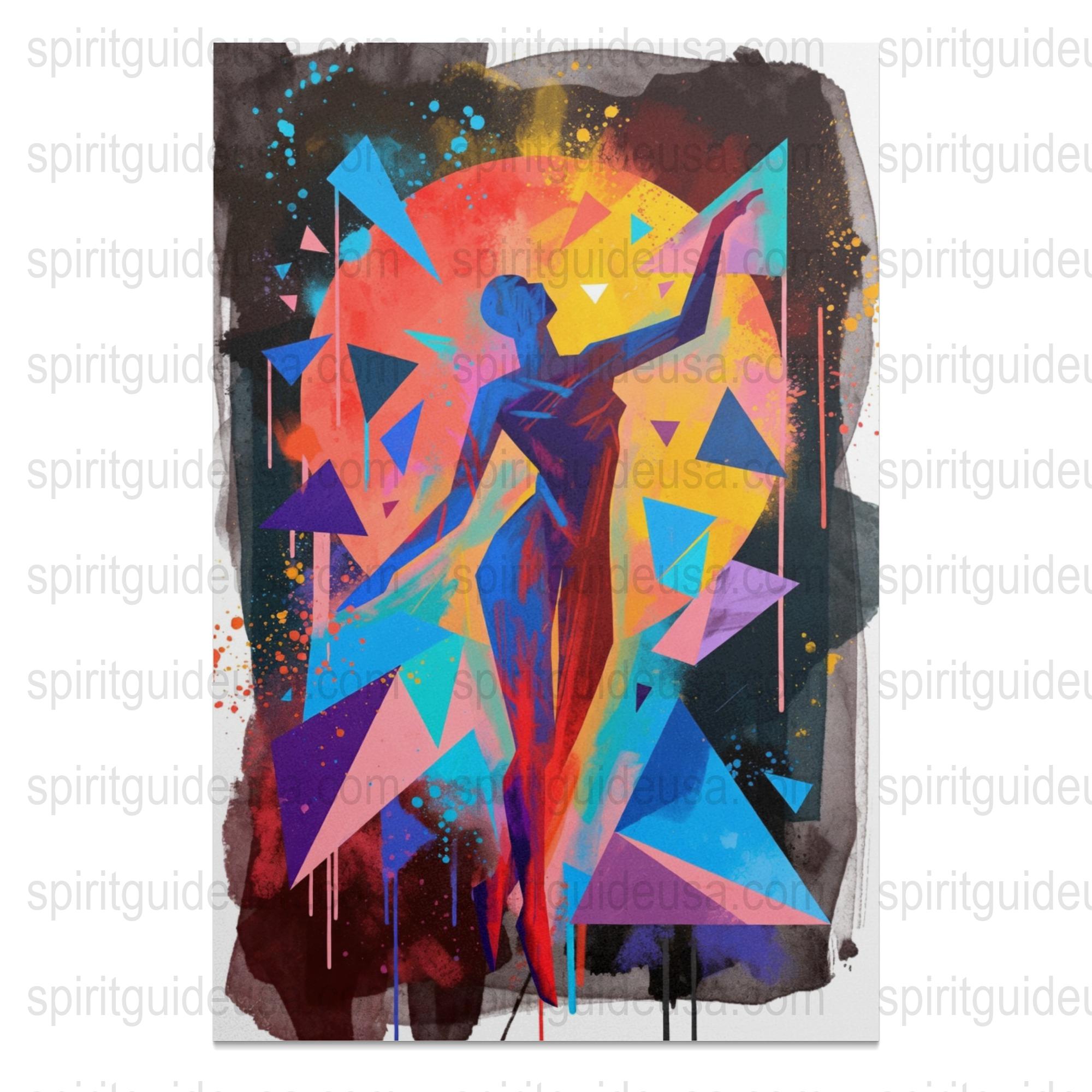 Colorful Abstract Art Print, Modern Vibrant Wall Decor, Contemporary Artwork, Geometric and Human Silhouette Painting