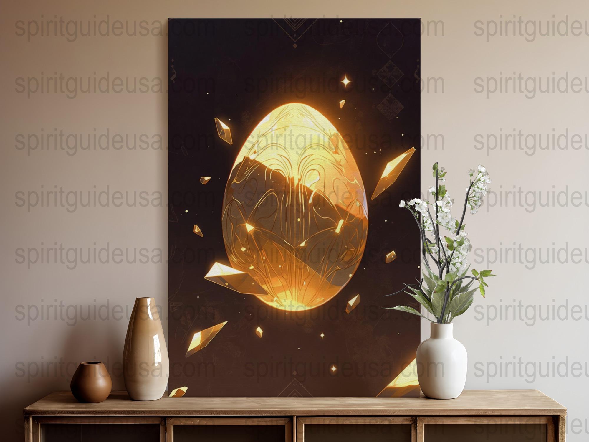 Abstract Golden Moon Canvas Art Print, Modern Home Decor, Large Wall Art, Mystic Night Sky Illustration, Living Room Decor