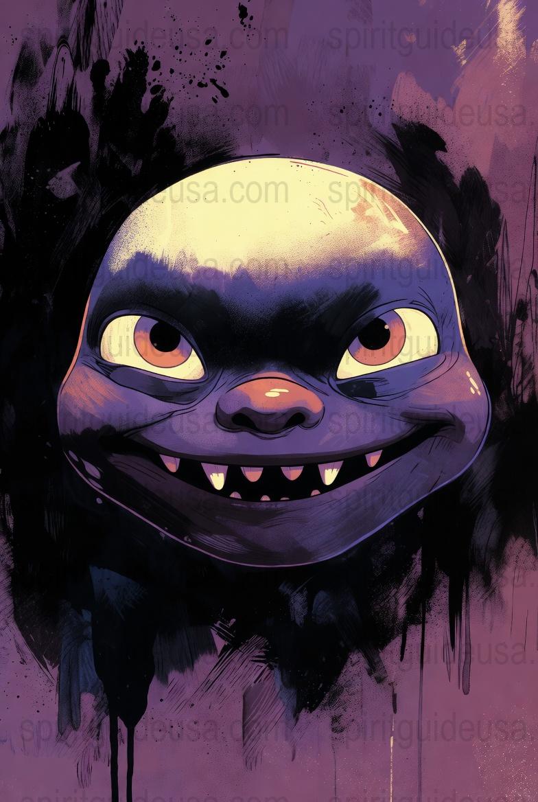 Creepy Cute Monster Art Print, Vibrant Purple and Yellow Wall Decor, Unique Fantasy Creature Poster, Home Decor Illustration