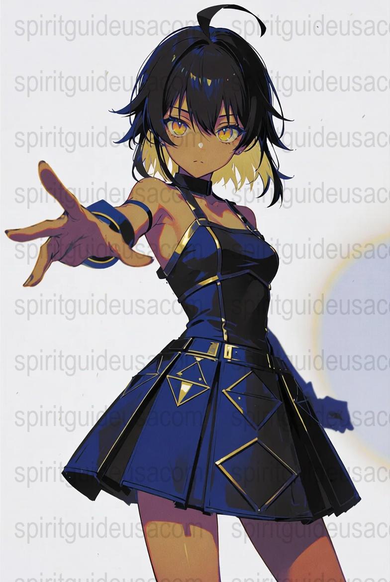 Anime Girl Art Print, Blue Dress Character Poster, Modern Manga Wall Decor, Unique Fantasy Illustration