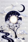 Mystical Moonlit Night Art Print, Whimsical Moon and Stars, Fantasy Tree Silhouette, Dreamy Wall Decor, Enchanted Forest Poster