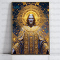 Jesus Christ in Glory Religious Art Print, Spiritual Golden Decor, Christian Icon Wall Art, Sacred Heart Majesty Canvas
