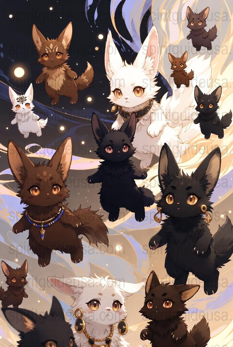 Cute Fantasy Cat Art Print, Magical Starry Night, Various Cat Designs, Wall Decor, Animal Illustrations, Poster for Nursery and Home