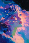 Cosmic Fantasy Art Print, Colorful Space Girl Illustration, Galaxy Decor, Vibrant Wall Art, Starry Night, Dreamy Home Decoration