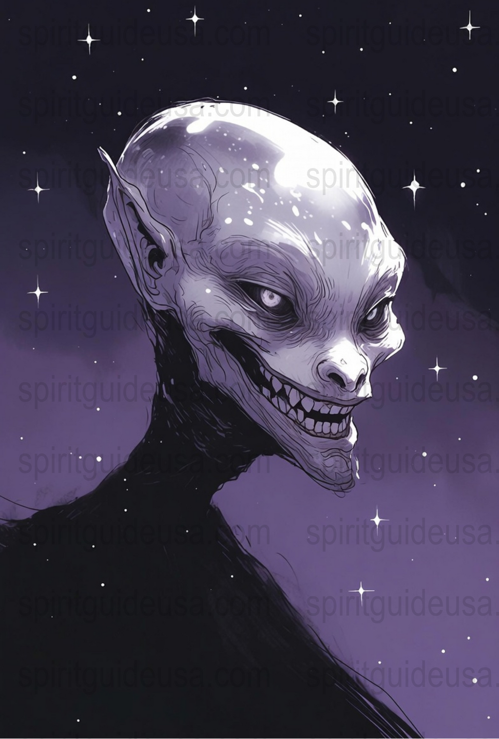 Alien Art Print, Extraterrestrial Being Portrait, Sci-Fi Wall Decor, Creepy Space Creature Poster
