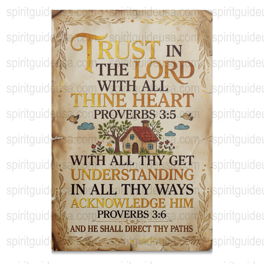 Rustic Christian Wall Art Canvas - Trust in the Lord Proverbs Verses Decor
