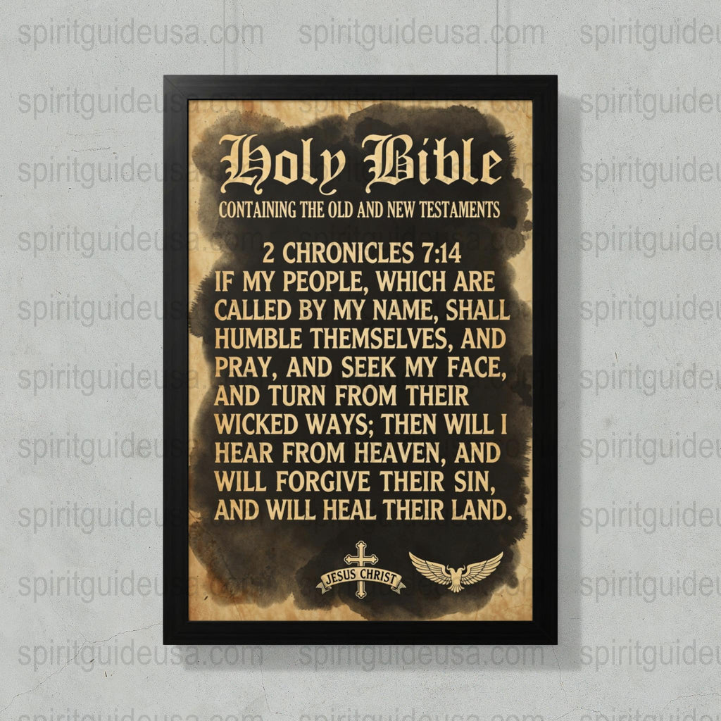 Vintage Holy Bible Poster, Framed Scripture Quote, Christian Wall Art, Religious Home Decor, Inspirational Bible Verse, Spiritual Gift