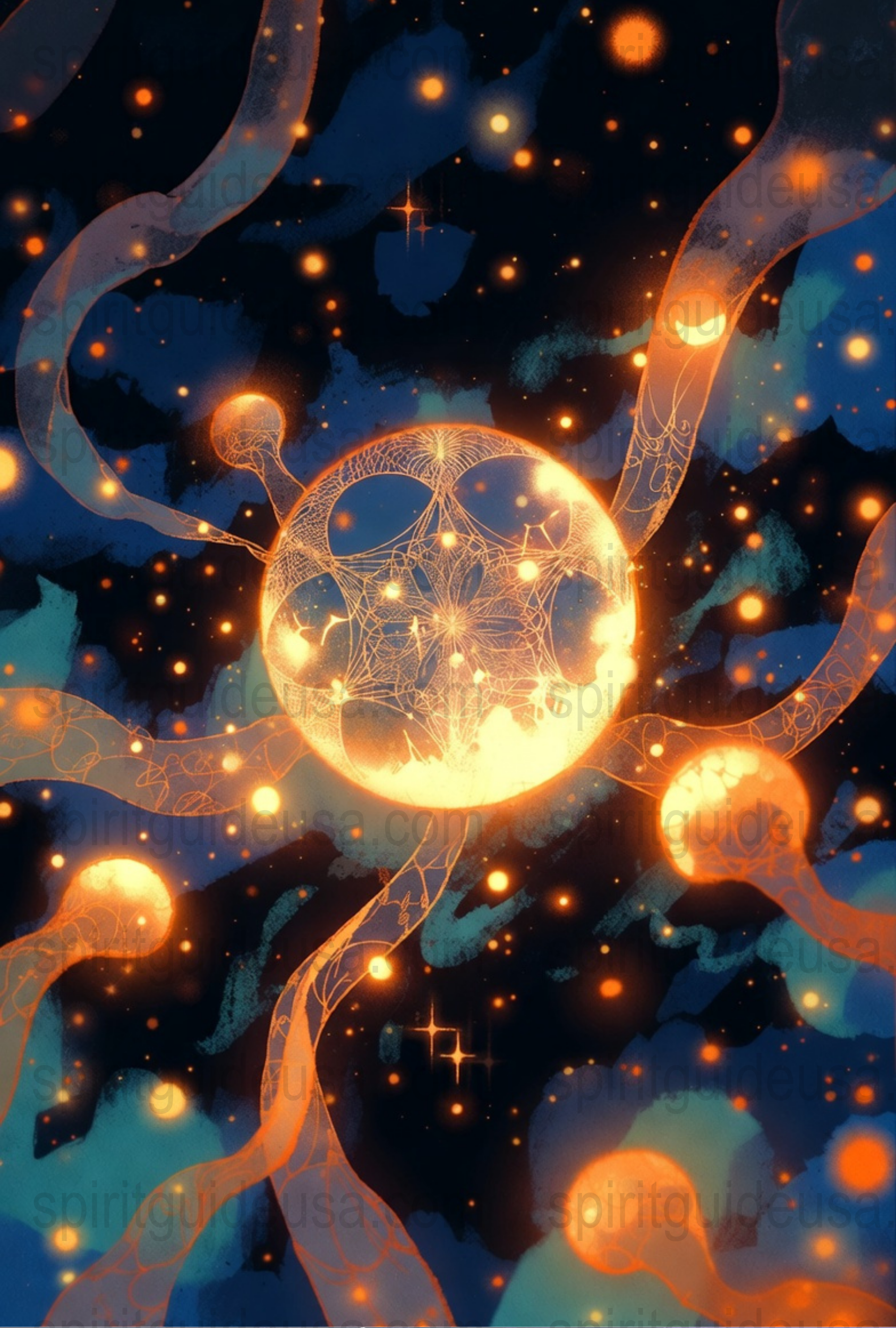 Cosmic Dreamcatcher Art Print, Galaxy Night Sky Stars, Mystical Wall Decor, Space Theme Bedroom, Vibrant Color Poster