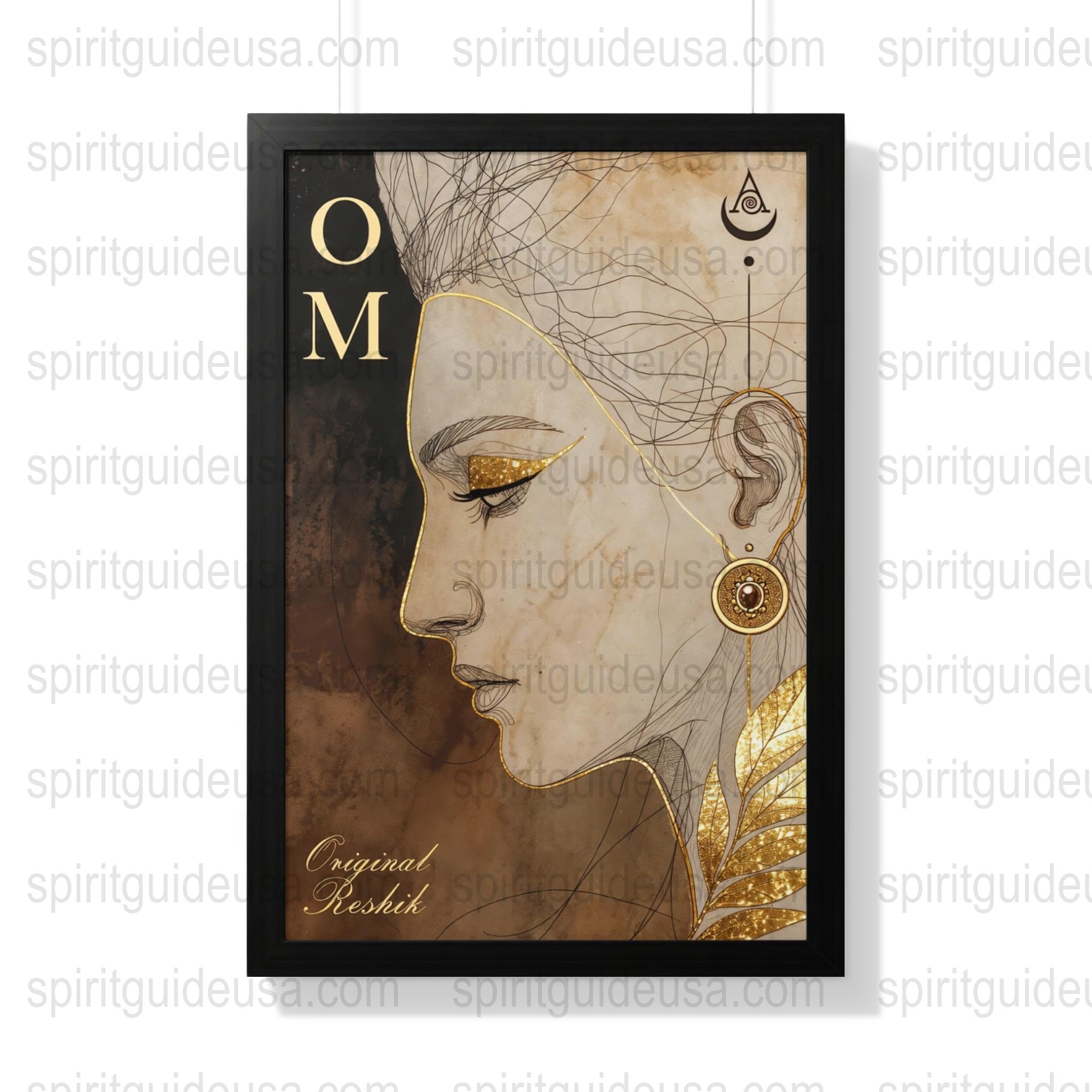 Om Symbol Wall Art, Spiritual Meditation Room Decor, Gold Leaf Yoga Studio Print, Modern Zen Artwork, Buddha Inspired Canvas Painting