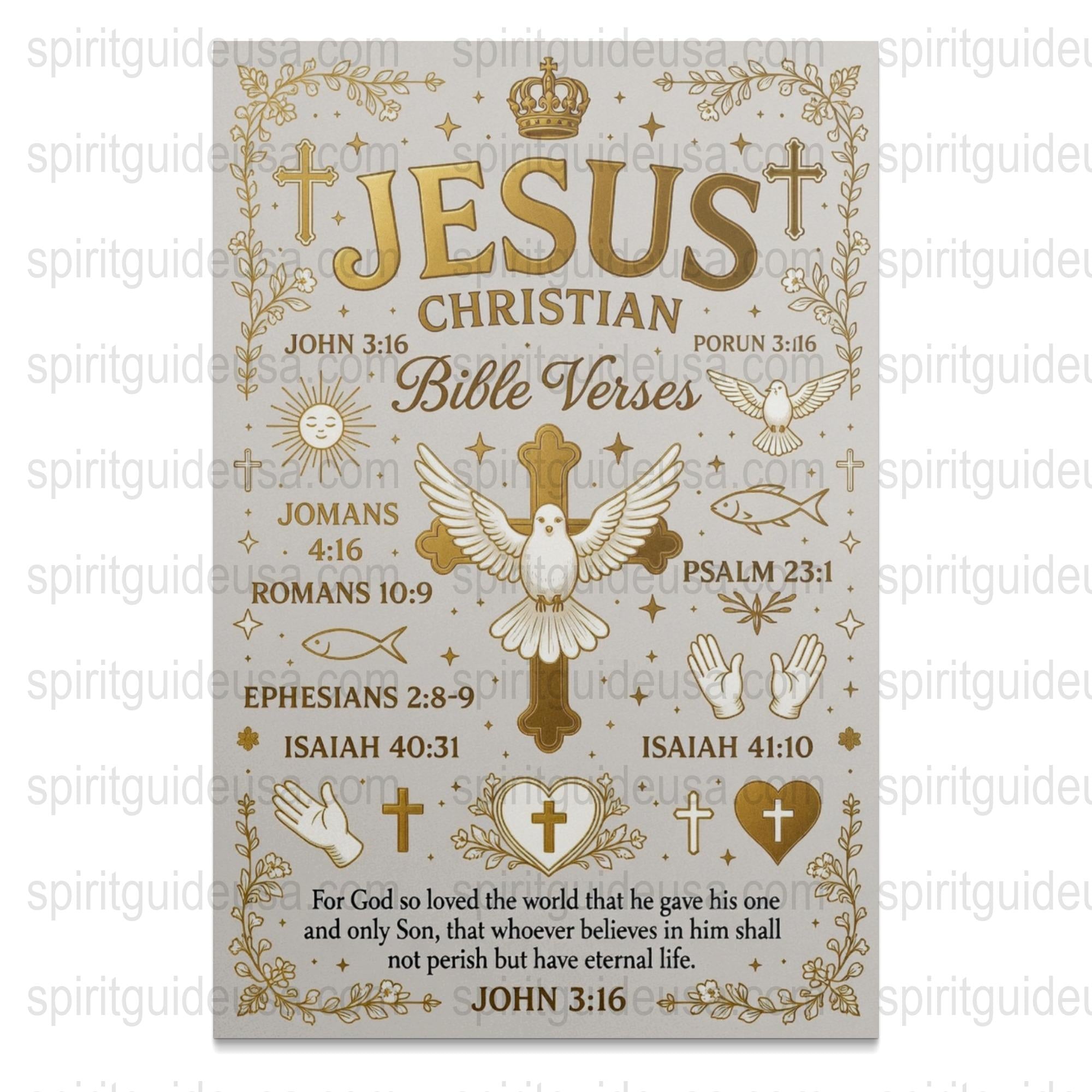 Christian Bible Verses Poster, Inspirational Scripture Wall Art, Gold Religious Home Decor, Spiritual Gift Idea