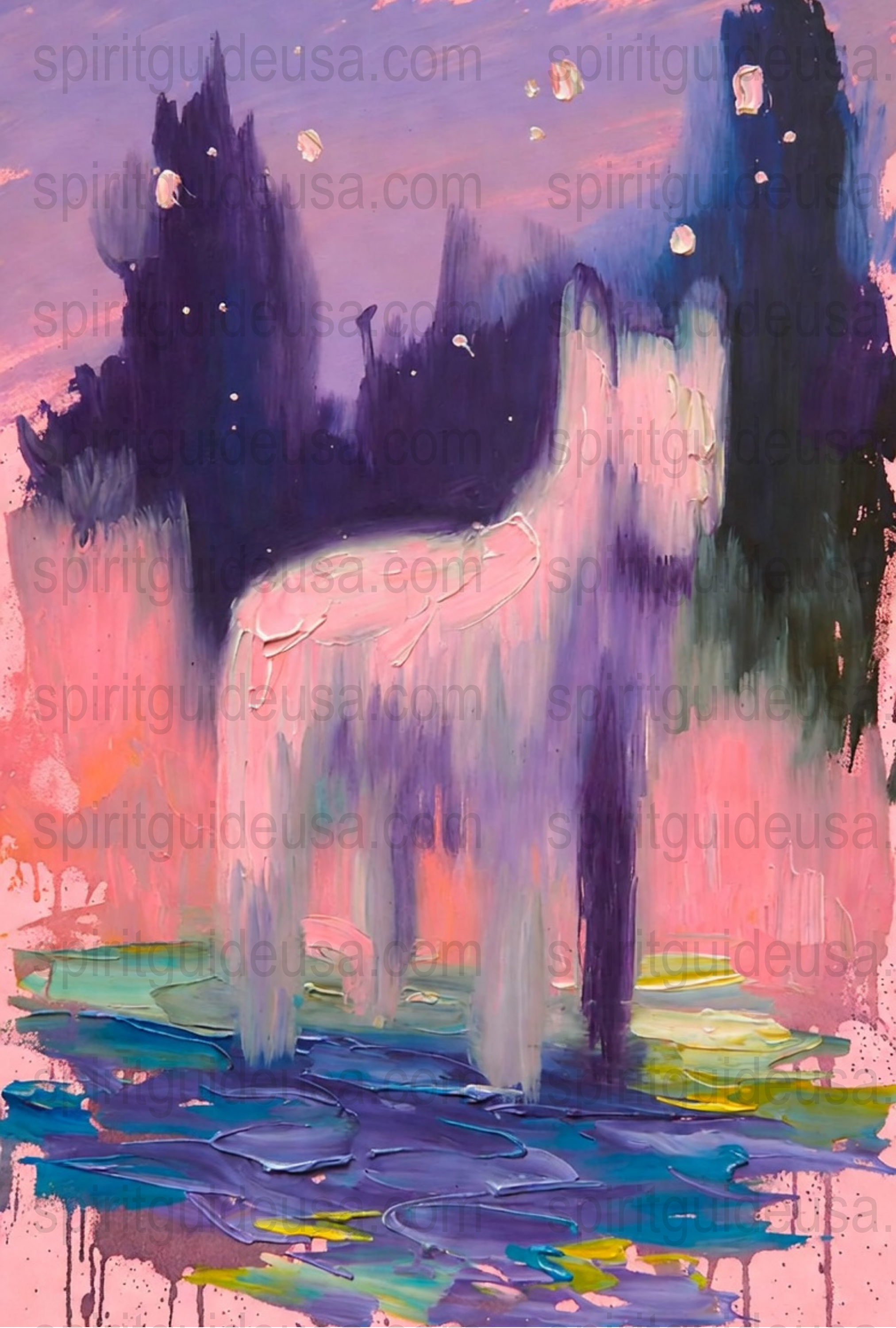 Abstract Waterfall Painting, Pink and Purple Canvas Art, Modern Home Decor, Large Wall Art, Office Decoration, Spiritual Artwork