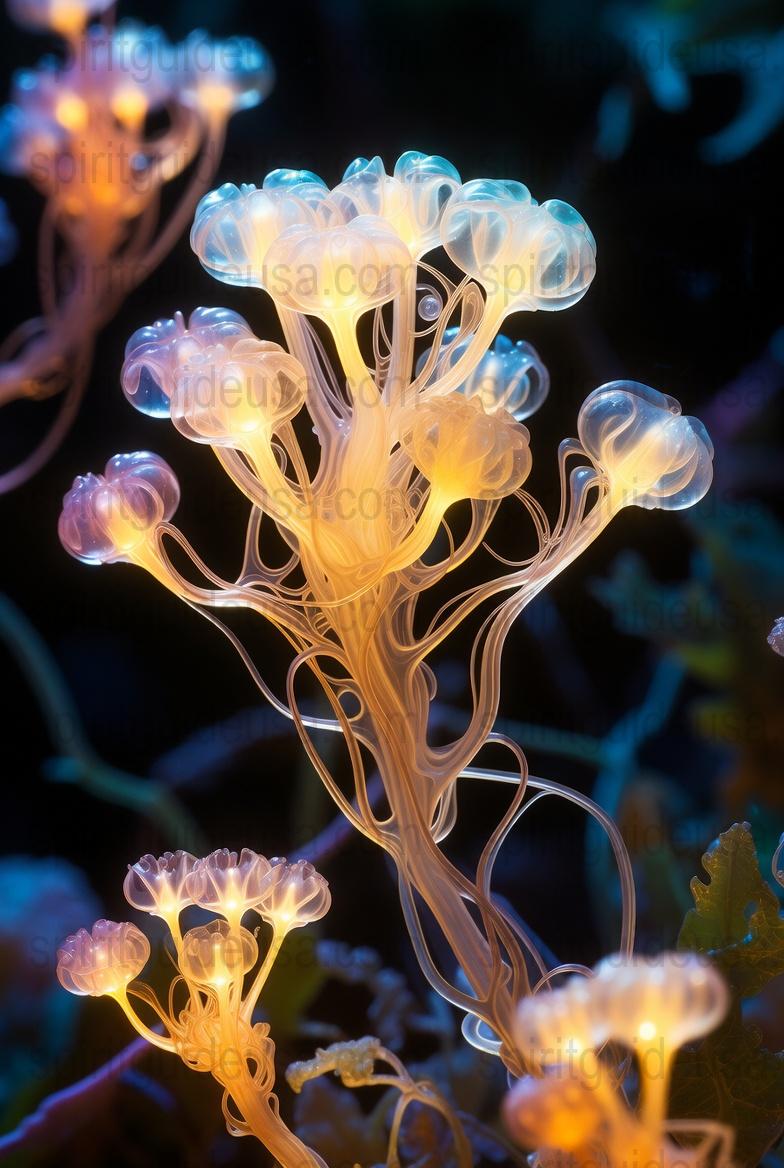 Bioluminescent Jellyfish Art Print, Vibrant Ocean Life Home Decor, Unique Marine Photography Wall Art
