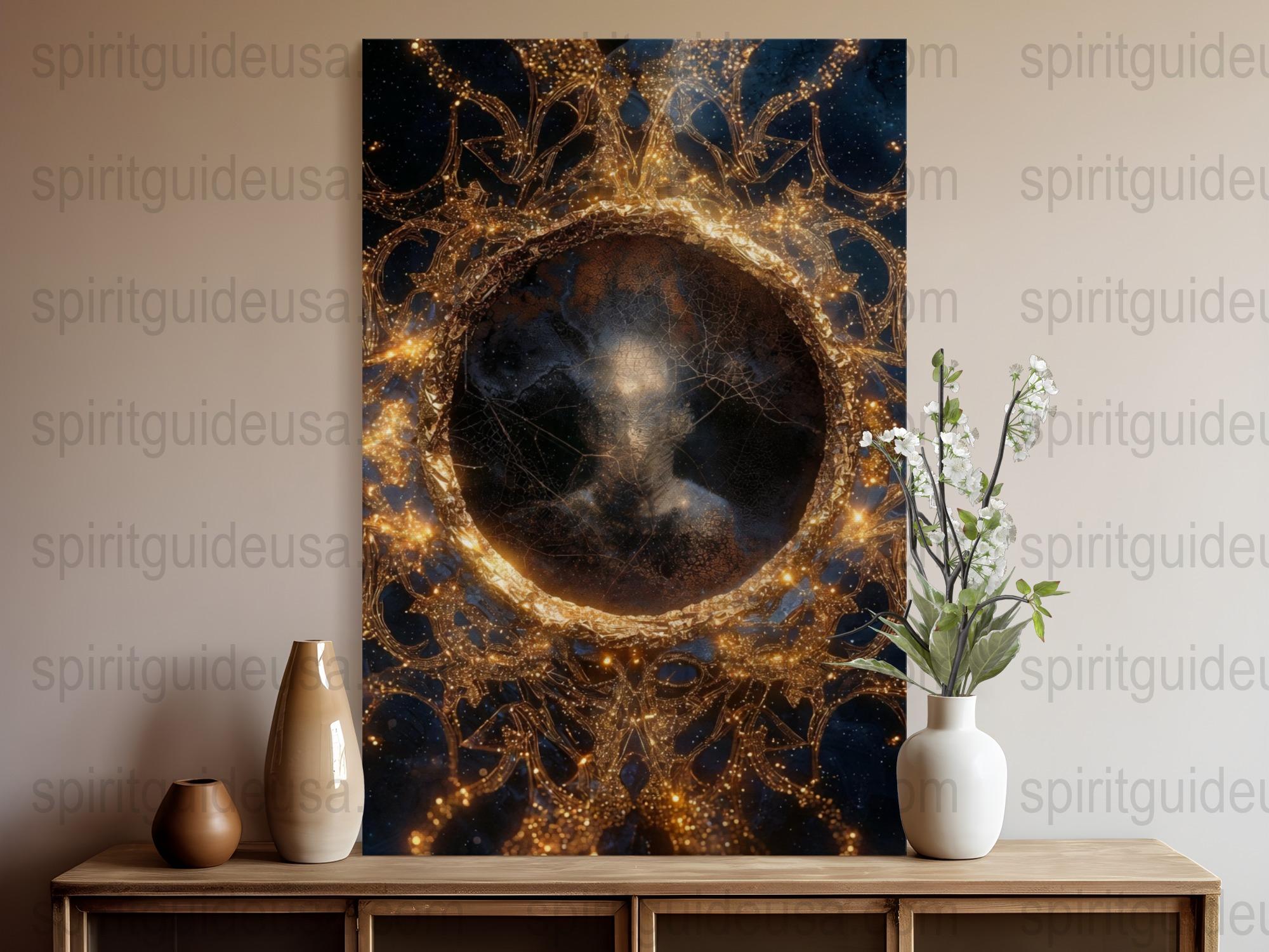 Cosmic Wall Art, Mystic Universe Canvas Print, Abstract Spiritual Decor, Large Home Decoration