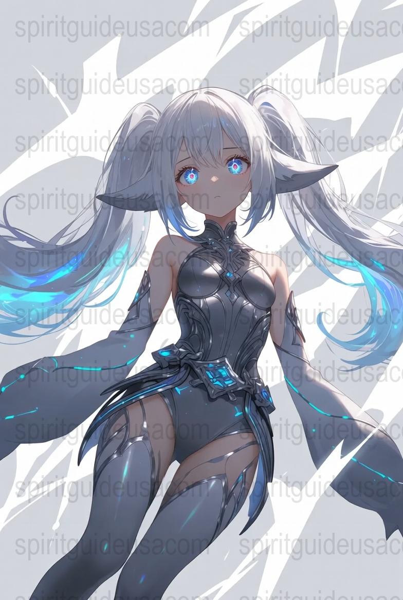 Anime Girl Wall Art Print, Silver-Haired Fantasy Character Poster, Blue Eyes Digital Illustration, Modern Home Decor