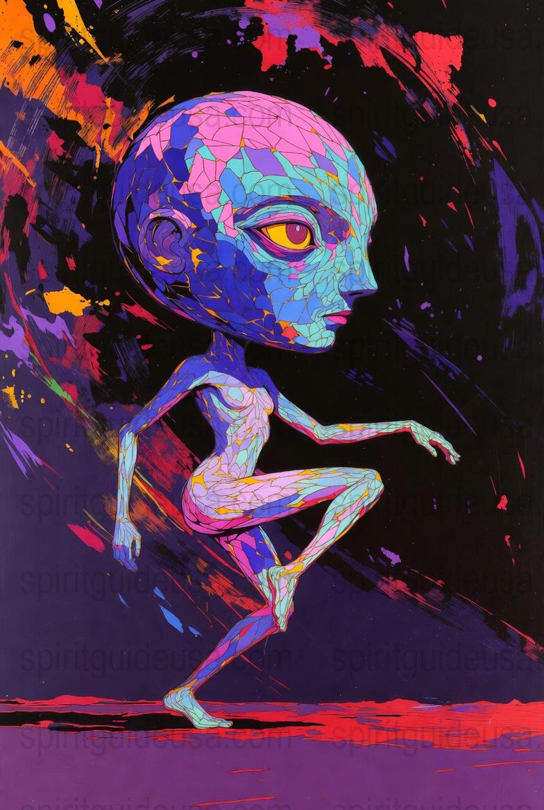 Vibrant Alien Art Print, Psychedelic Space Creature Poster, Colorful Extraterrestrial Wall Art, Unique Sci-Fi Home Decor