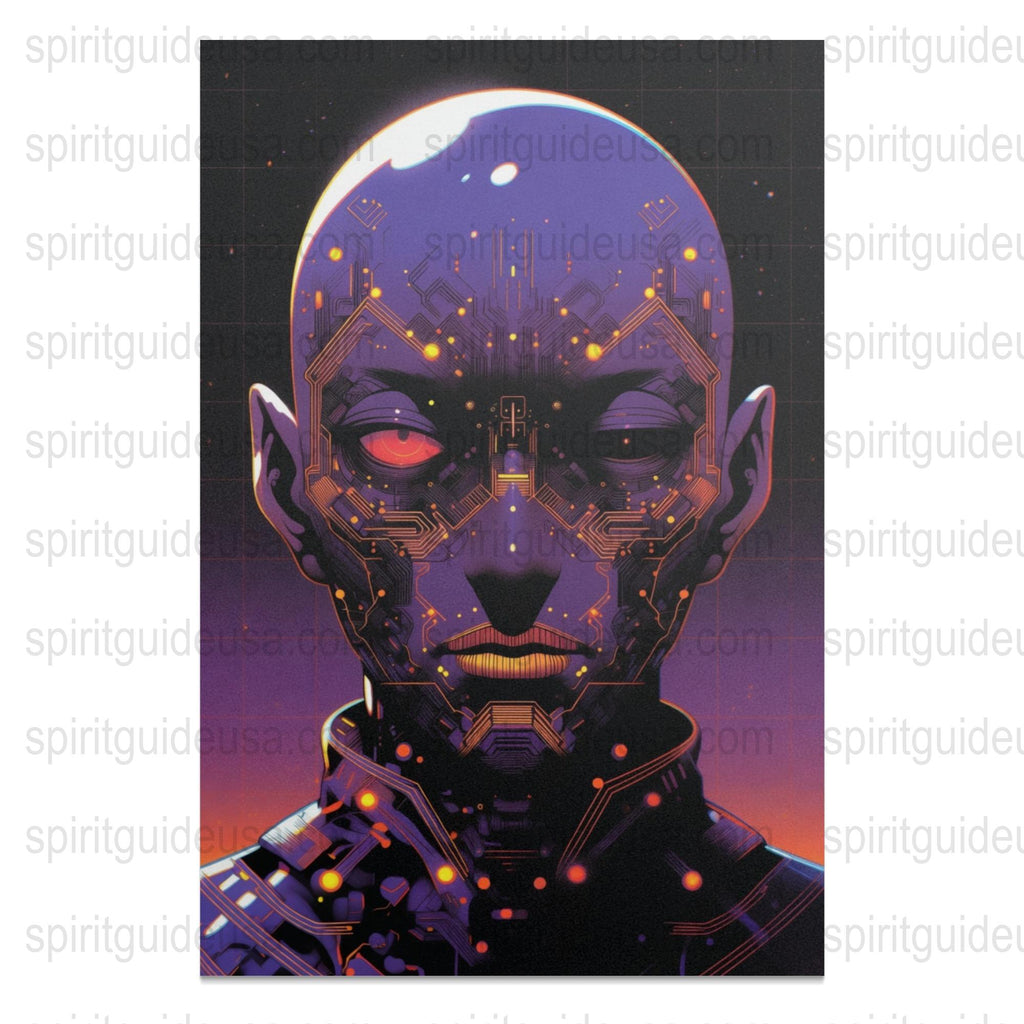 Cyberpunk Art Print, Futuristic Robot Portrait, Sci-Fi Wall Decor, Techno Style Poster, Vibrant Colors, Home Decor Gift Ideas