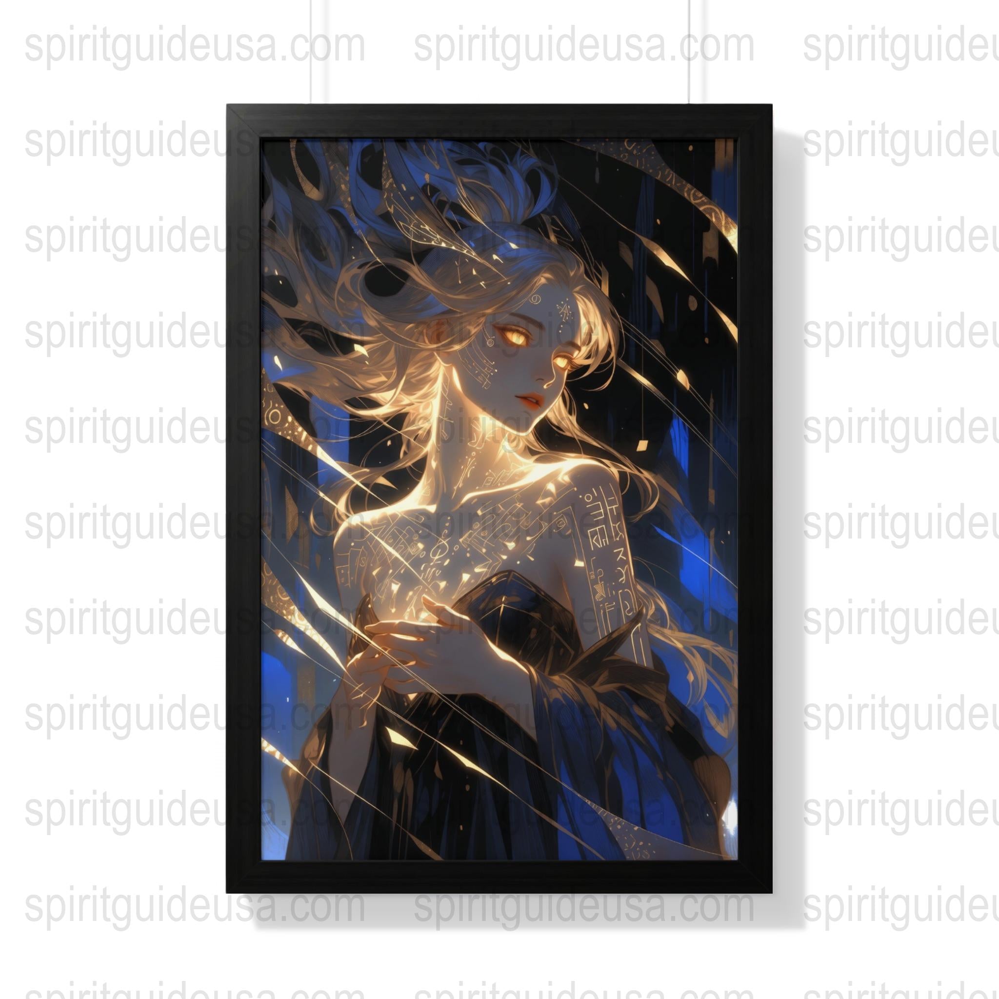 Anime Art Print, Mystical Girl with Stars, Fantasy Wall Art, Anime Poster, Magical Night Illustration, Home Decor, Aesthetic Room Decor