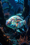 Vibrant Neon Fish Art Print, Ocean Life Wall Decor, Colorful Marine Poster, Aquarium Enthusiast Gift, Underwater Scene Illustration