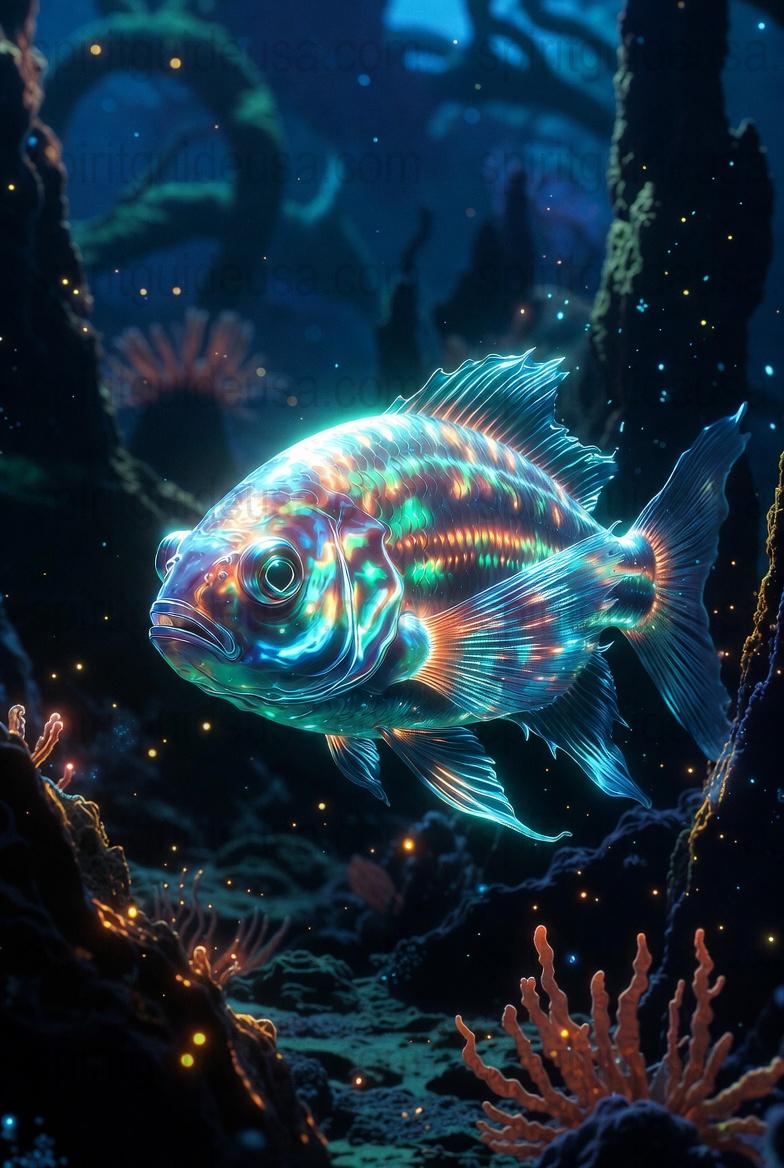 Vibrant Neon Fish Art Print, Ocean Life Wall Decor, Colorful Marine Poster, Aquarium Enthusiast Gift, Underwater Scene Illustration