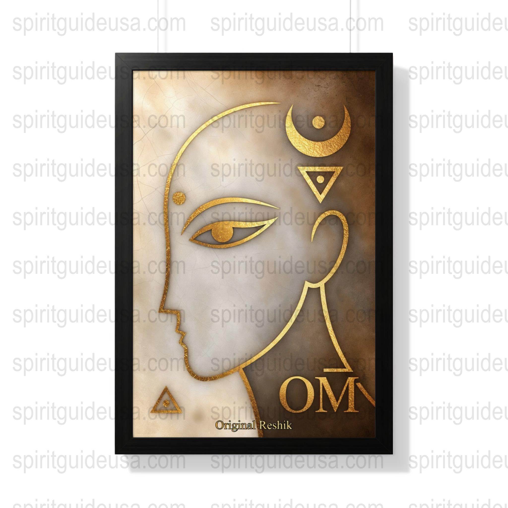 Spiritual Wall Art, Golden Om Symbol, Zen Meditation Home Decor, Yoga Studio Artistic Print, Modern Spiritual Hanging, Mindfulness Gift