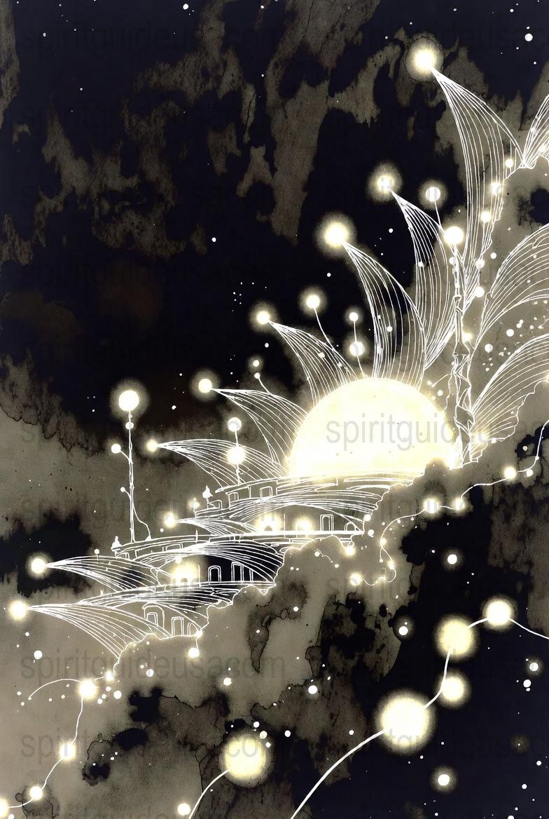 Mystical Art Print, Abstract Night Sky Illustration, Spiritual Guide Decor, Ethereal Wall Art, Unique Home Decoration, Fantasy Artwork