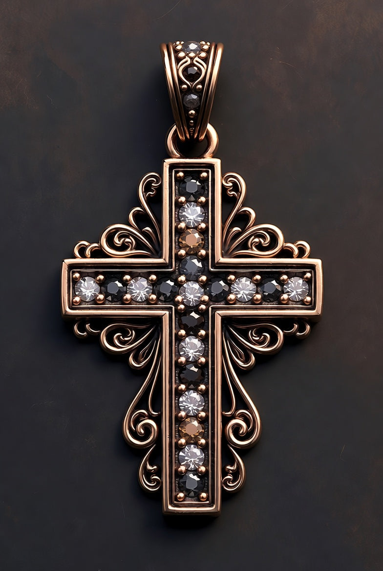 Shining Gold & Jewel Cross – High-Res Christian Symbol Art JPG