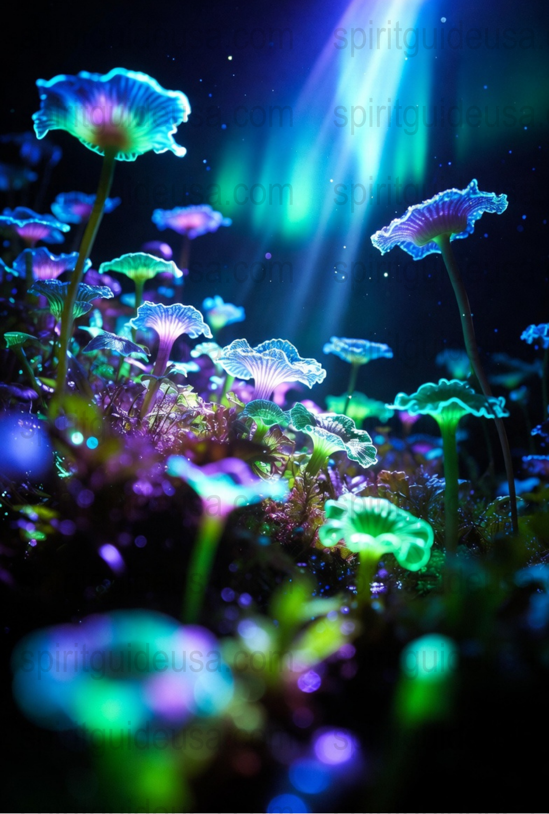 Enchanted Forest Glowing Mushrooms Canvas Art Print, Colorful Neon Nature Wall Decor, Fantasy Home Decoration, Unique Gift Idea