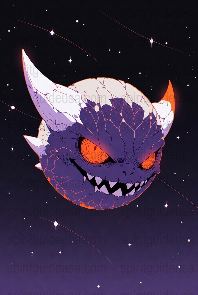 Gothic Cat Art Print, Purple Night Sky, Creepy Cute Wall Decor, Orange Eyes Halloween Poster