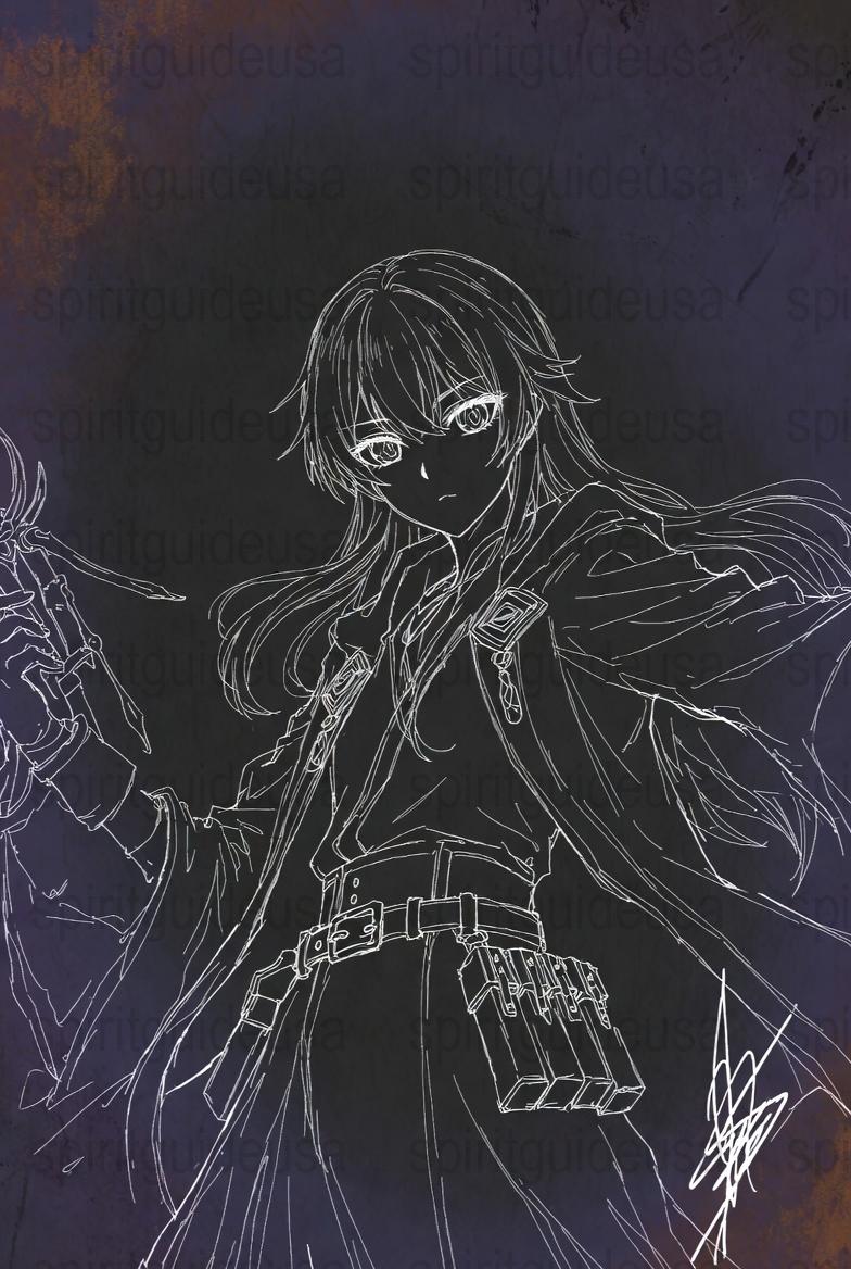 Anime Gothic Girl Art Print, Monochrome Manga Style Poster, Dark Fantasy Wall Decor, Unique Illustration Gift