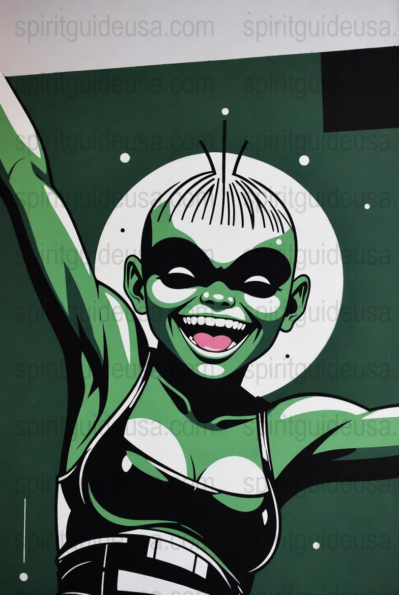 Comic Style Green Alien Art Print, Vibrant Wall Decor, Unique Extraterrestrial Poster, Home Decoration