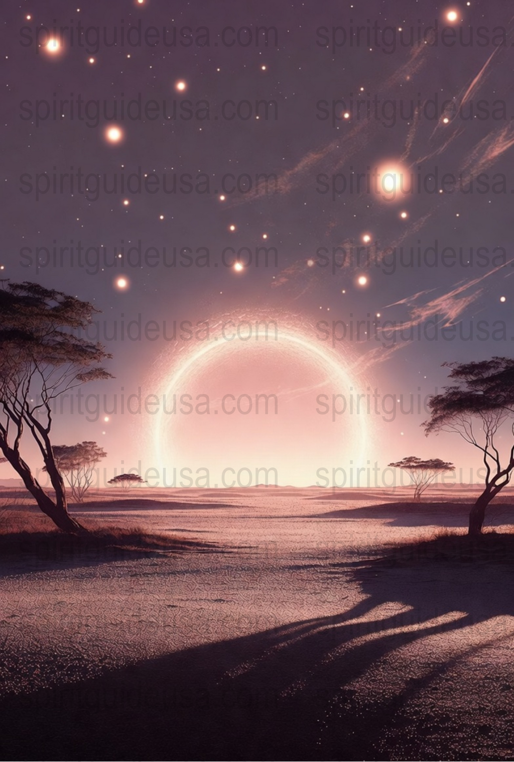 Mystical Twilight Landscape Poster, African Savannah Sunset Wall Art, Dreamy Nature Print Decor