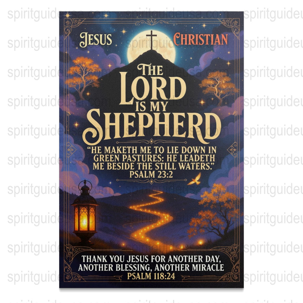 Vintage Religious Poster 'The Lord is My Shepherd' Psalm 23 Christian Wall Art Decor