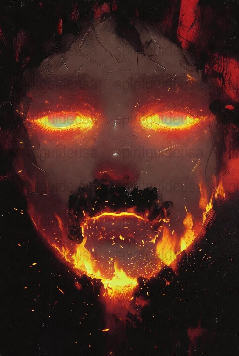 Dark Fantasy Art Print, Volcanic Demon Eyes Poster, Intense Red and Black Decor, Halloween Wall Art, Gothic Home Decoration