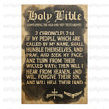 Vintage Holy Bible Poster, 2 Chronicles 7:14 Scripture Wall Art, Religious Home Decor, Christian Gift Idea
