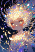 Whimsical Fantasy Art Print, Ethereal Girl with Glowing Butterflies and Stars, Mystical Wall Decor, Vibrant Anime Illustration