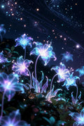 Enchanted Glow Flower Art Print, Magical Light Up Floral Wall Decor, Fantasy Inspired Home Decoration, Mystical Garden Poster