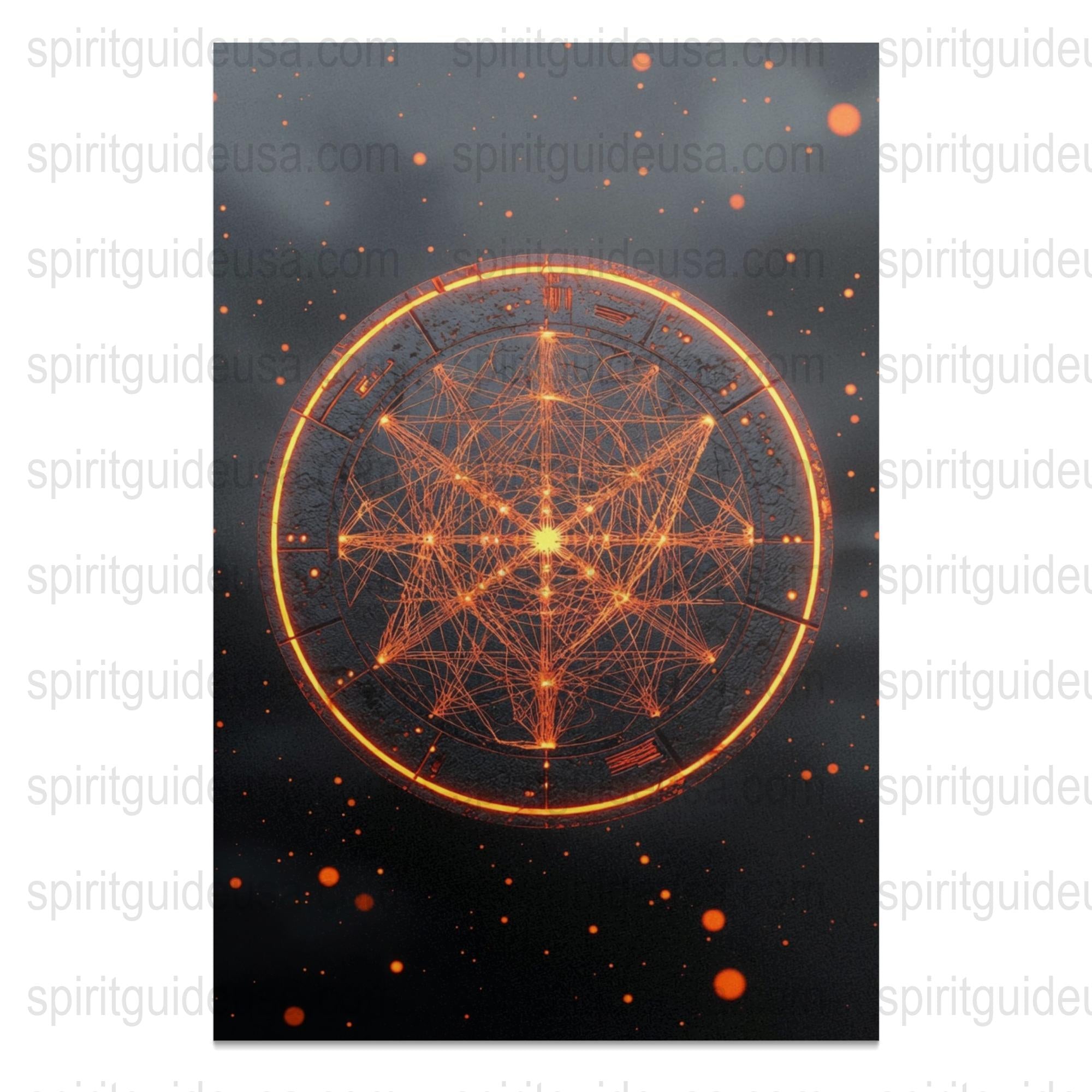 Metatron's Cube Wall Art Print, Sacred Geometry Poster, Spiritual Decor, Esoteric Artwork, Mystical Zen Gift, Orange Mandala Canvas Print