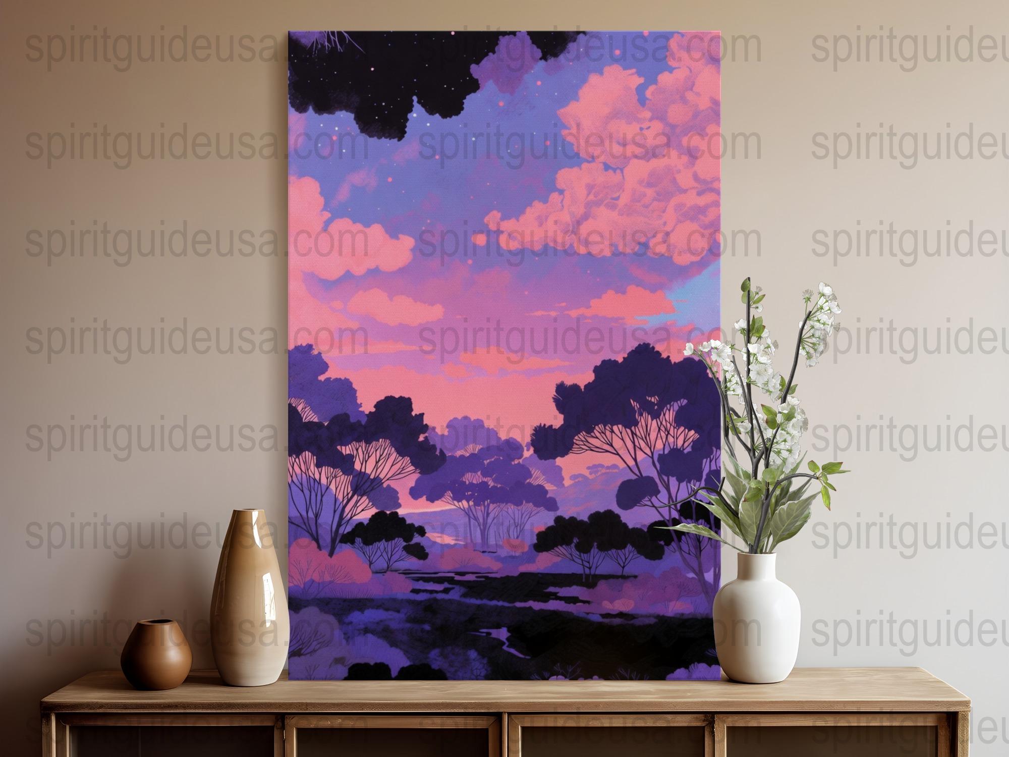 Large Canvas Wall Art Sunset Landscape Painting Home Decor Living Room Office Aesthetic