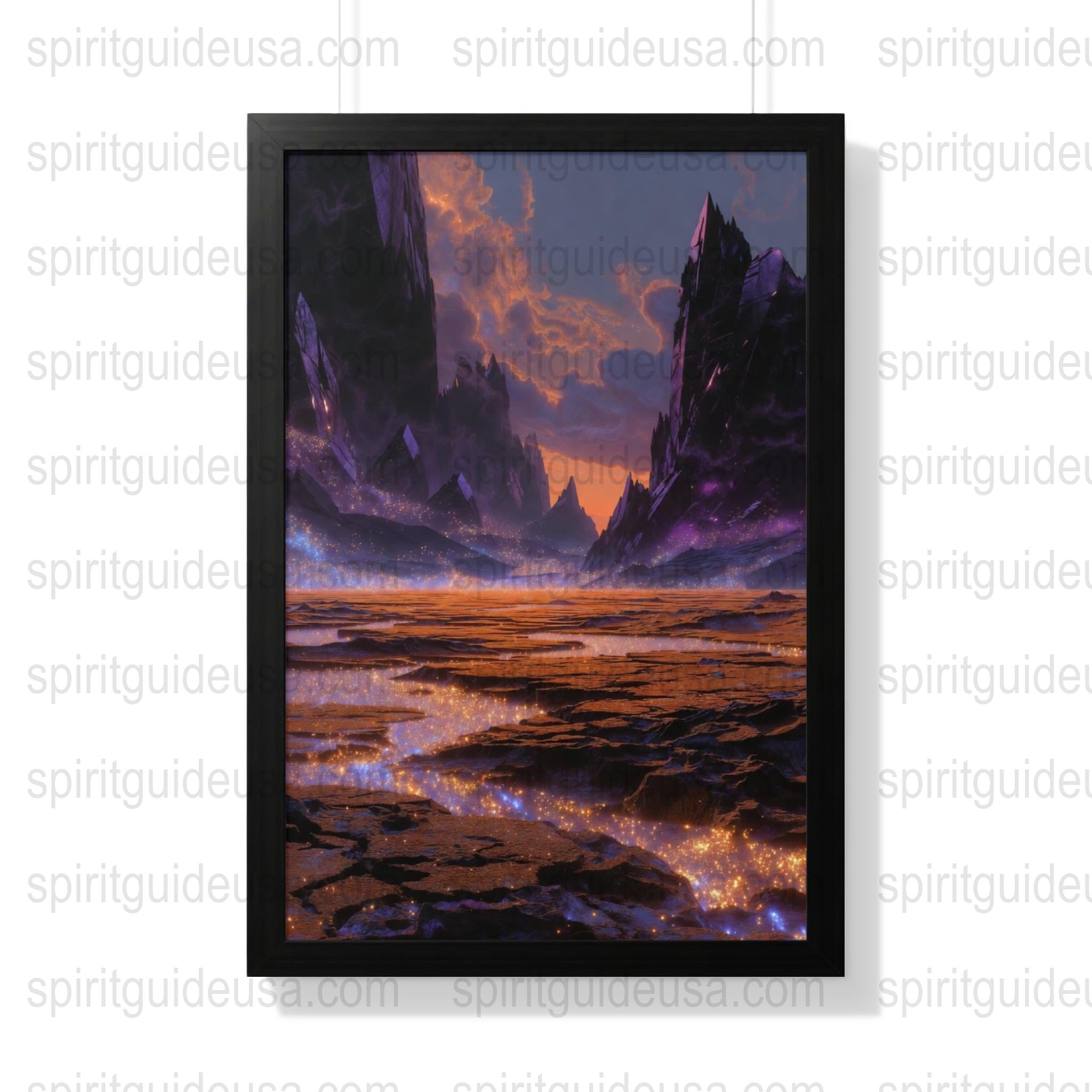 Fantasy Landscape Art Print, Alien Planet Scenery, Purple Sky, Sci-Fi Home Decor, Large Wall Poster, Unique Gift Idea