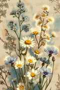 Vintage Floral Art Print, Botanical Daisy and Wildflower Illustration, Nature Wall Decor