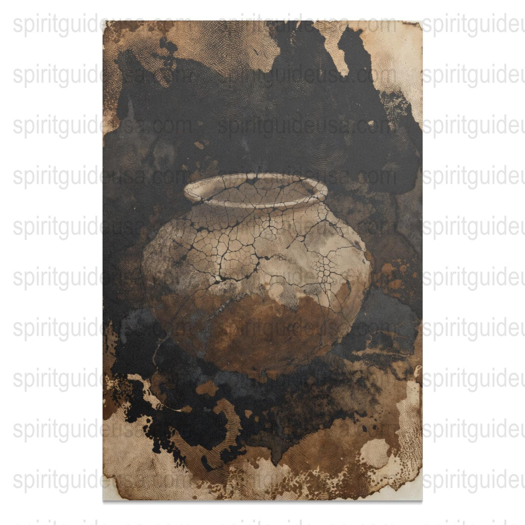 Vintage Style Abstract Art Print, Aged Vase Illustration, Earth Tones Wall Decor, Rustic Home Decoration, Unique Artwork