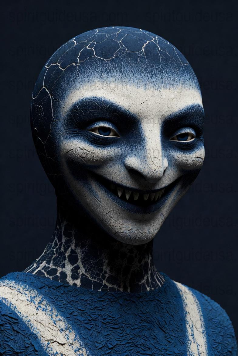 Unique Blue Cracked Texture Smiling Creepy Character Mask, Halloween Costume, Fantasy Party Mask