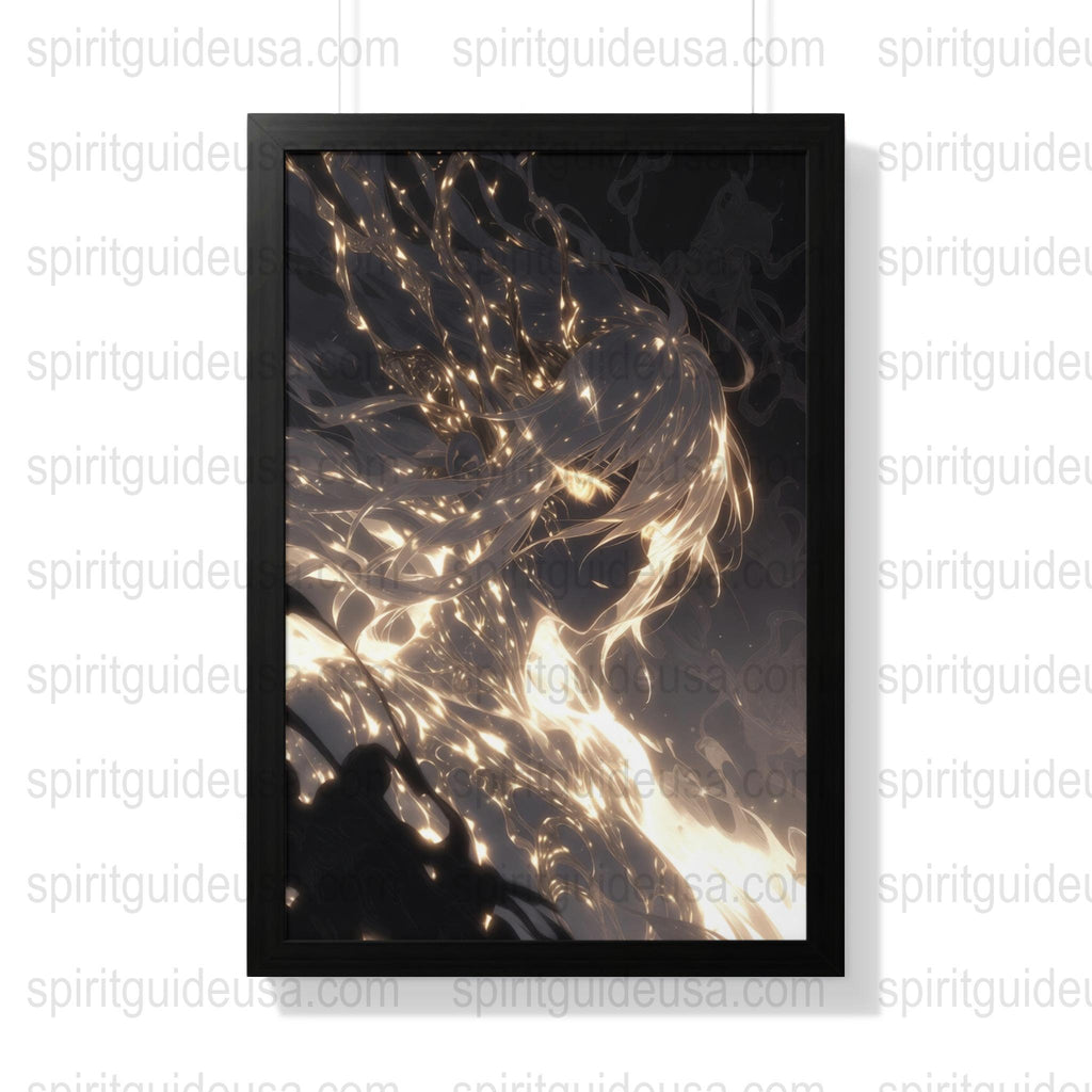 Abstract Light Art Print, Modern Wall Decor, Golden Swirls Photo, Contemporary Home Artwork, Unique Office Decoration, Framed Print